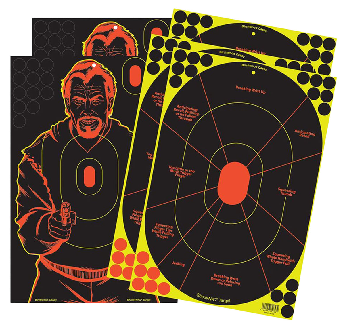 Birchwood Casey 34630 Shoot-N-C Reactive Target Combo Pack 12"x18" Silhouette/Bad Guy 5 Pack