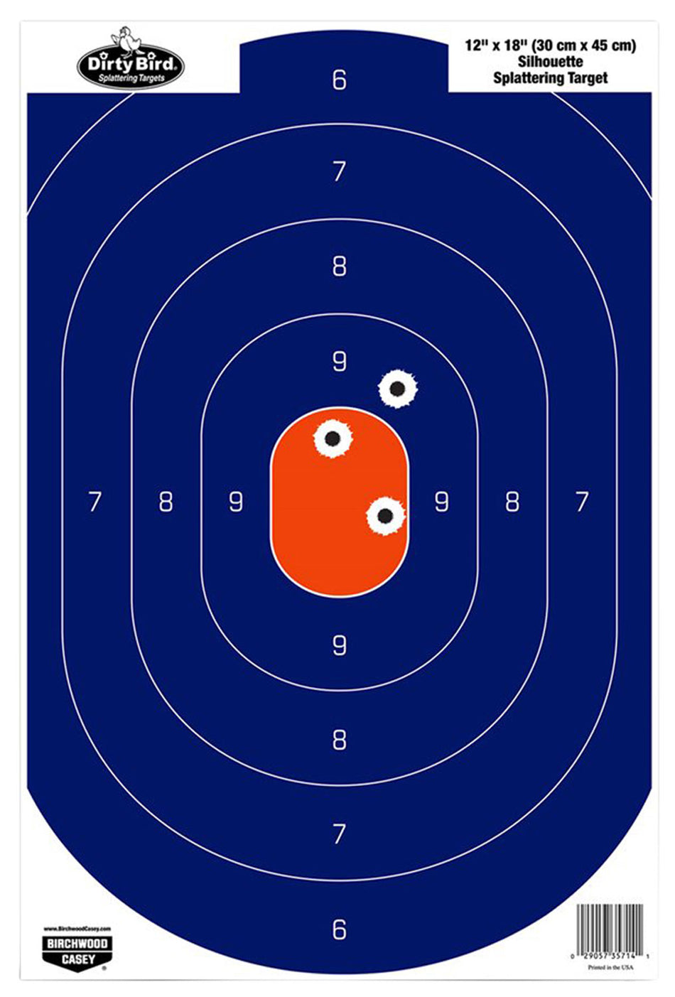 Birchwood Casey 35718 Dirty Bird Silhouette Splatter Tagboard Targets Universal 12"x18" Blue/Orange 8 Per Pkg