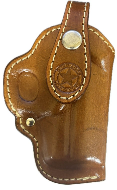 Bond Arms Premium Leather Clip Holster 3.5" Barrel Left Hand Tan White Stitching
