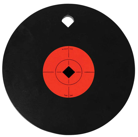 Birchwood Casey 47614 World of Targets 10" AR500 Steel Circle Single Hole Hanging Gong Target 3/8" Black/Orange