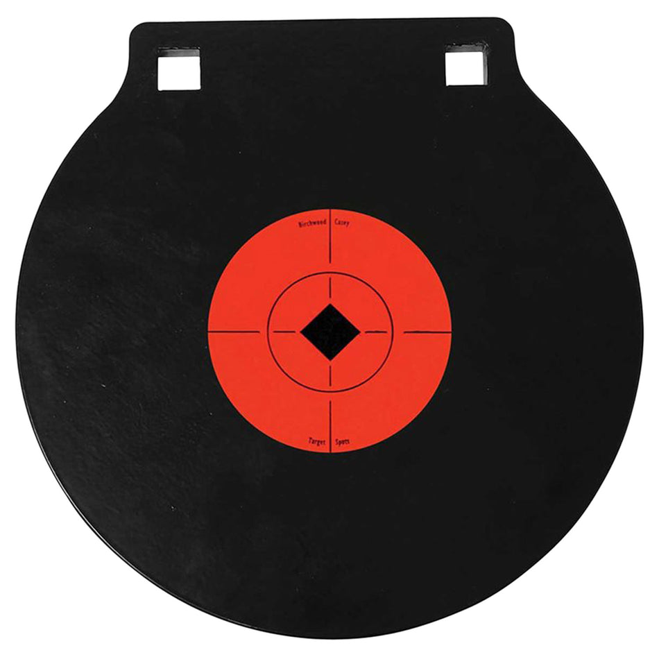 Birchwood Casey 47615 World of Targets 10" AR500 Steel Circle Double Hole Hanging Gong Target 3/8" Black/Orange