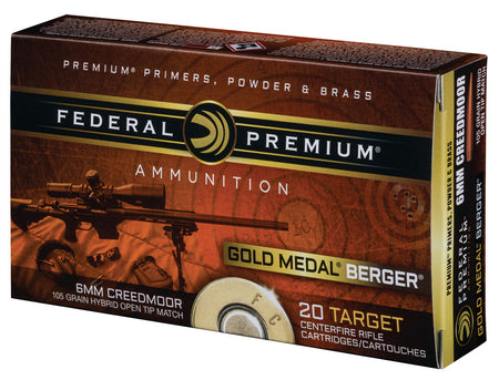 Federal GM6CRDBH1 Premium Gold Medal Berger Hybrid Open Tip Match  105 Grain 6mm Creedmoor