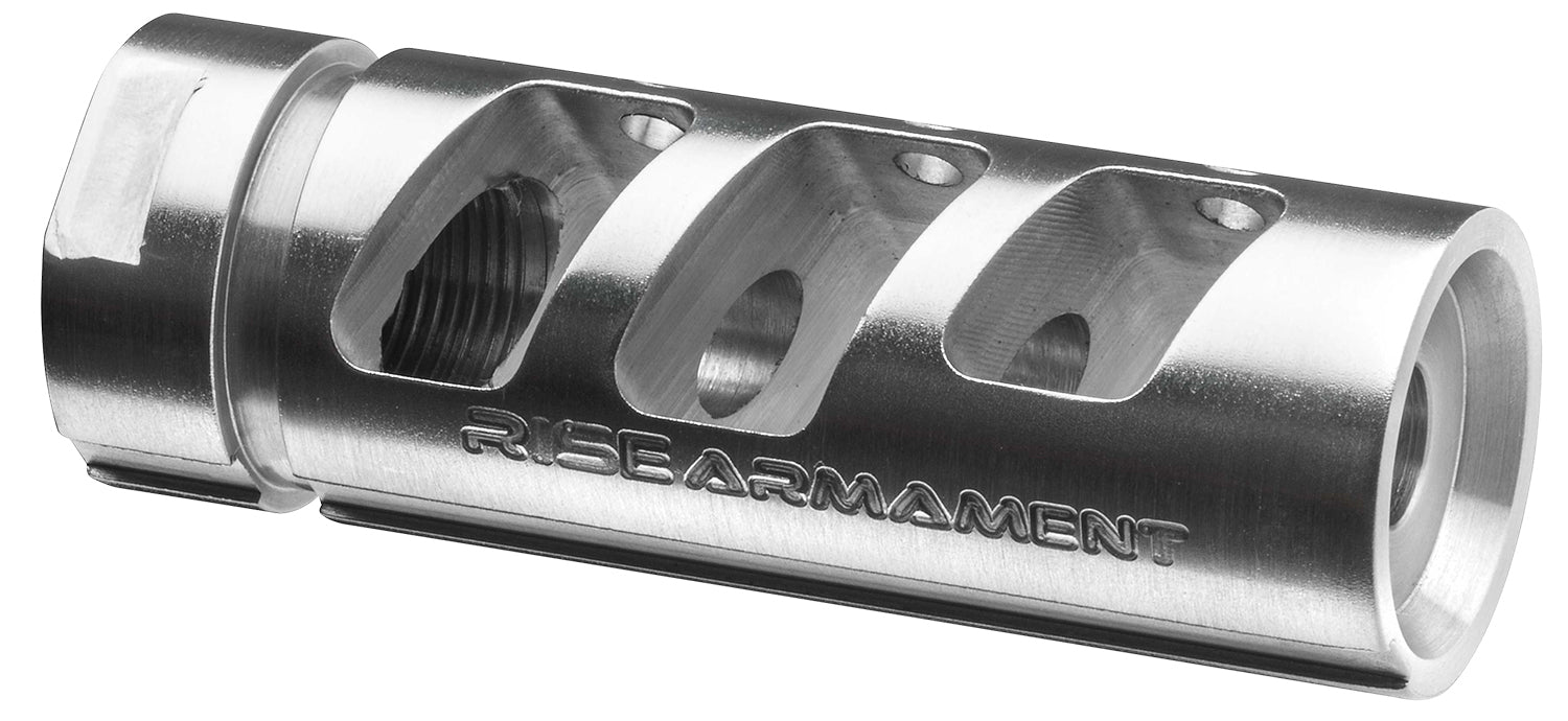 Rise Armament RA701308SLVR RA-701 Silver Stainless Compensator 5/8"-24 tpi 7.62x51mm NATO AR Platform