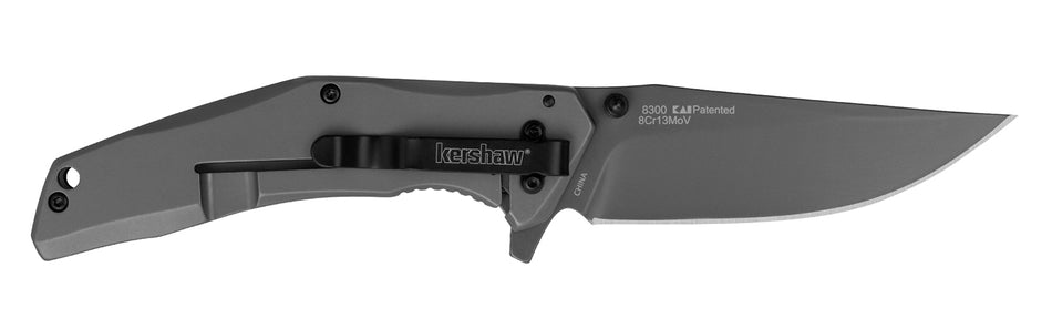 Kershaw 8300 DuoJet 3.25" Folding Clip Point Plain Gray TiCN 8Cr13MoV SS Blade Gray TiCN Stainless Steel Handle w/ Pocket Clip