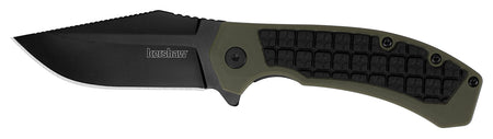 Kershaw 8760 Faultline 3" Folding Drop Point Plain Black Oxide 8Cr13MoV SS Blade Black/OD Green Glass-Filled Nylon Handle Clip