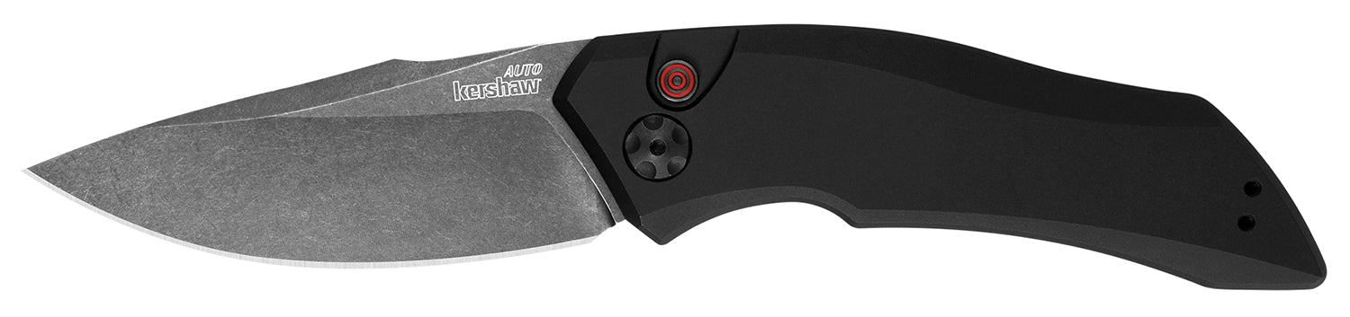 Kershaw 7100BW Launch 1 Folding Auto Knife 3.40" Drop Point BlackWash CPM 154 Blade Black Aluminum Handle