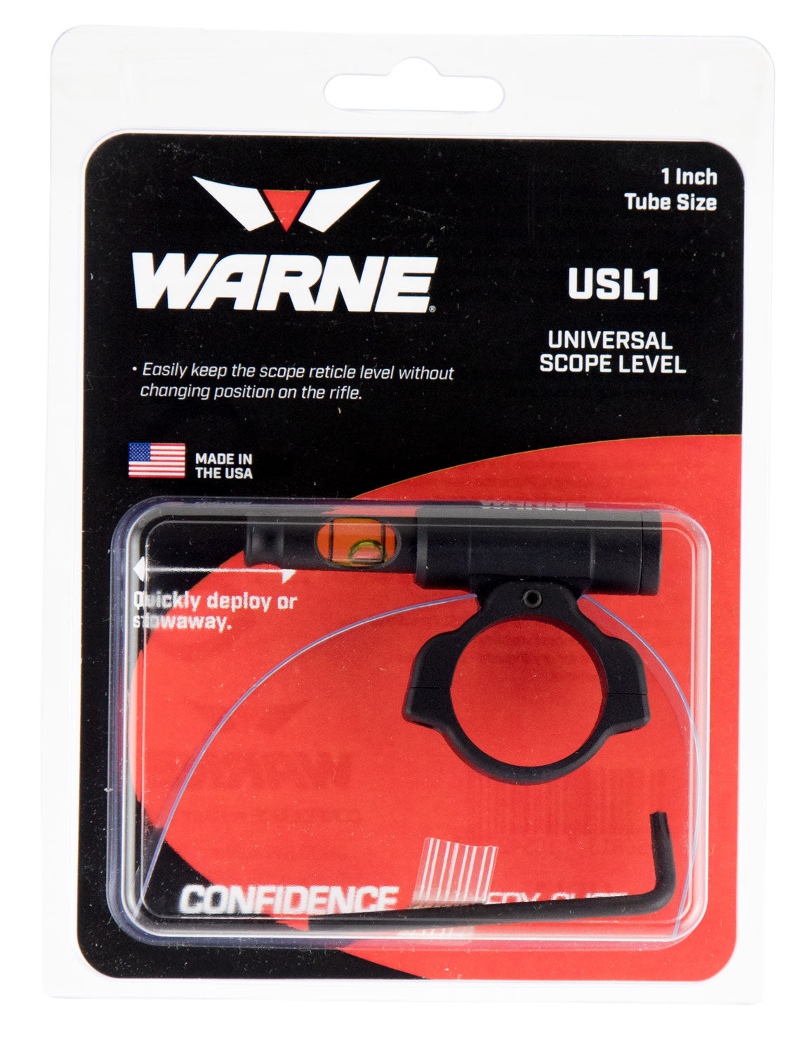 Warne USL1 Universal Scope Level 1 Inch Tube Diameter Aluminum Black