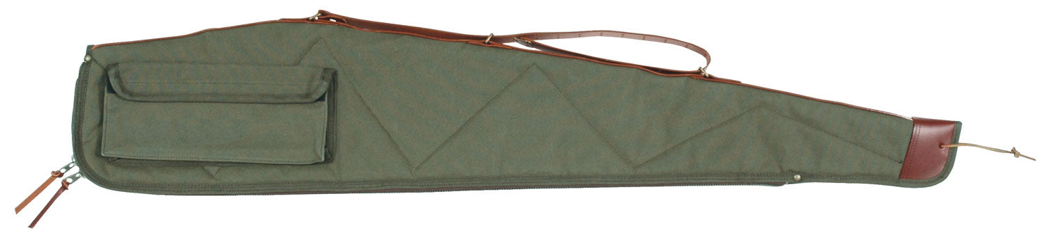 Bob Allen Canvas Rifle Case 44" Green Quilted Flannel Lining Leather Sling Self-Repairing Nylon Zipper