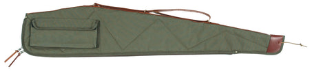 Bob Allen Canvas Rifle Case 48" Green Quilted Flannel Lining Leather Sling Self-Repairing Nylon Zipper