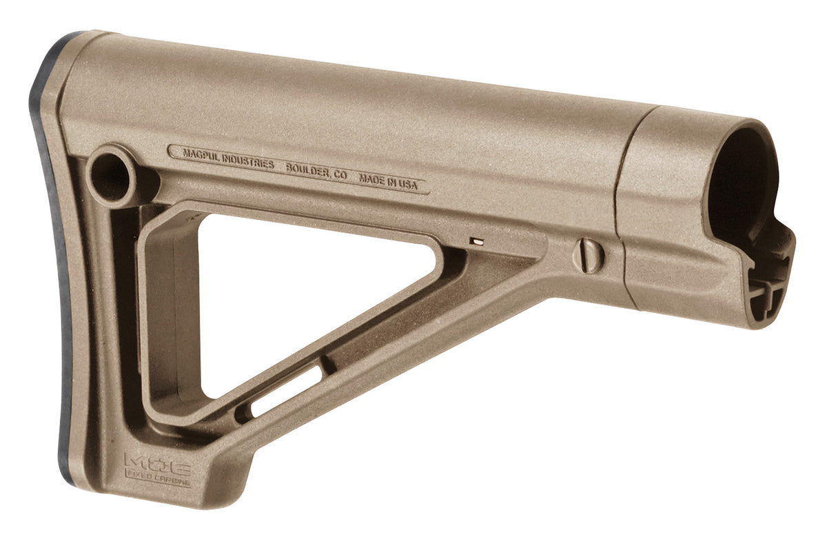 Magpul MAG480-FDE MOE Fixed Carbine Stock Flat Dark Earth Synthetic for AR-15/M16/M4 Mil-Spec Tubes