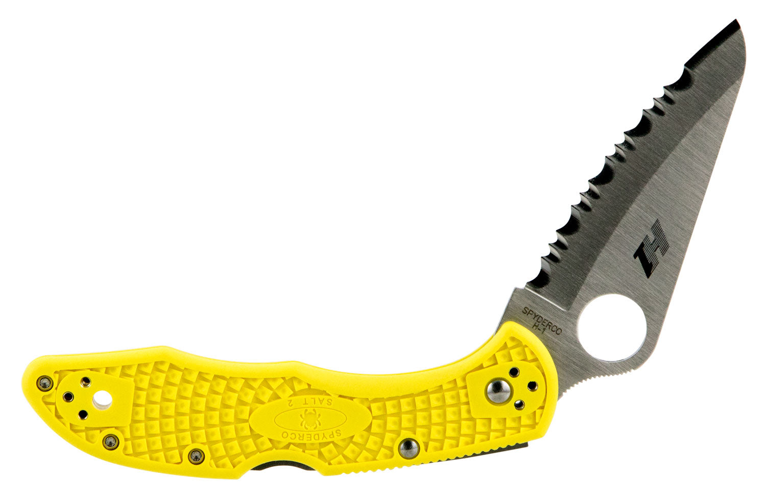 Spyderco C88SYL2 Salt 2 3" Folding Clip Point Serrated H1 Steel Blade Yellow FRN Handle with Pocket Clip