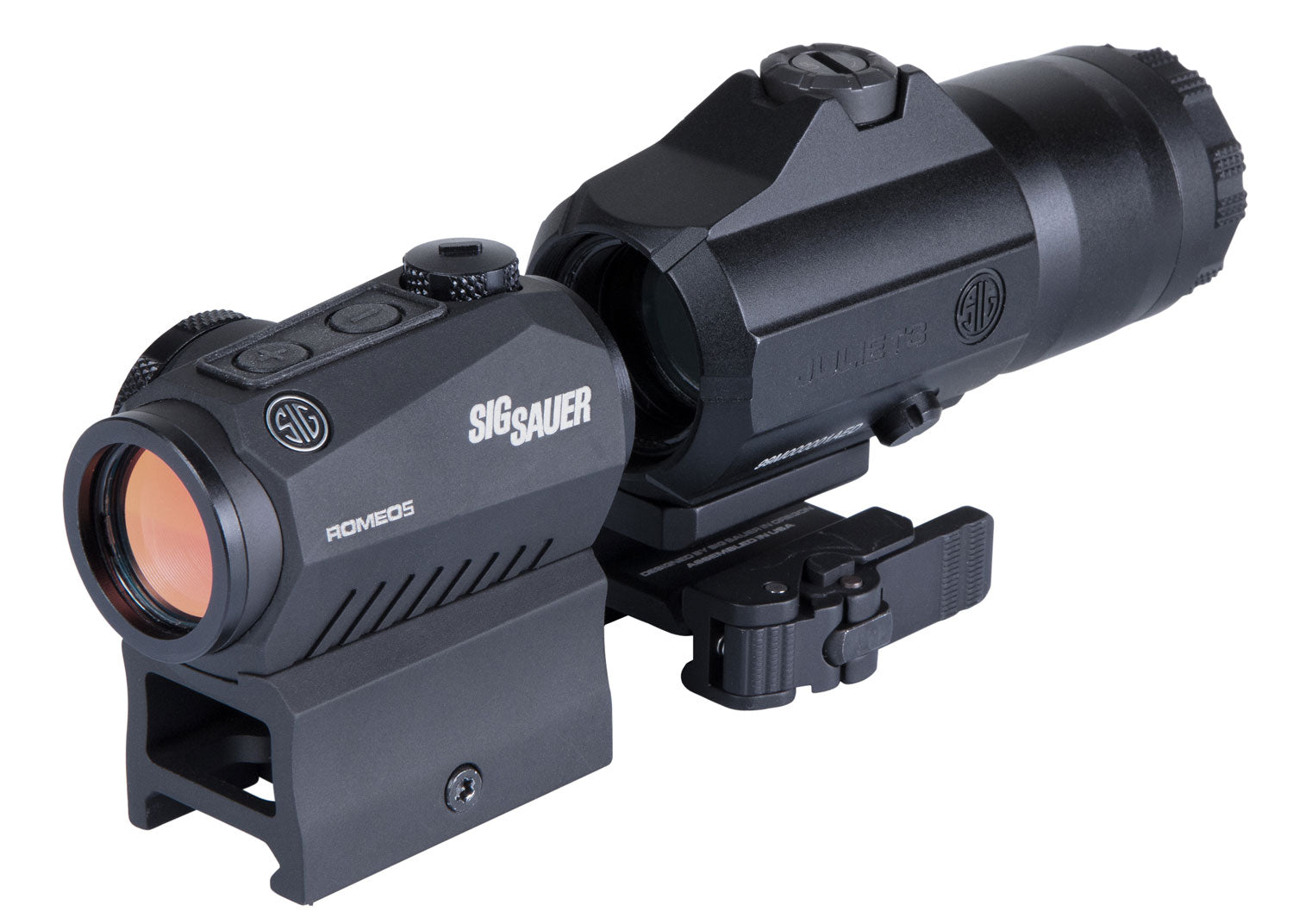 Sig Sauer Romeo5 and Juliet3 Combo Kit Black 1x 3x 24mm 2 MOA Red Dot with Magnifier