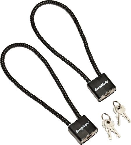 SnapSafe Cable Lock with Padlock PVC-Covered Steel Black 2 Pack