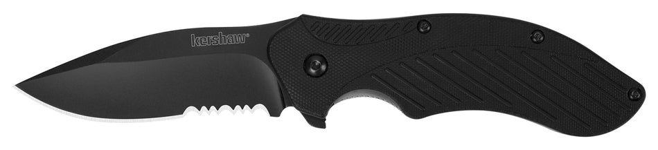 Kershaw 1605CKTST Clash Folding Knife 3.10" Drop Point Part Serrated Black Oxide 8Cr13MoV Blade Black Nylon Handle