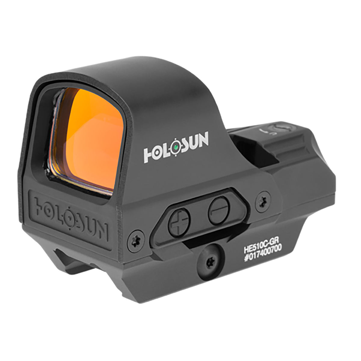 Holosun Technologies, HS510C-GR Green dot Open Reflex, 2MOA Dot or 2MOA Dot with 65MOA Circle, Solar with Internal Battery, Quick Release Mount, AR Riser, Protective Hood, Black Finish