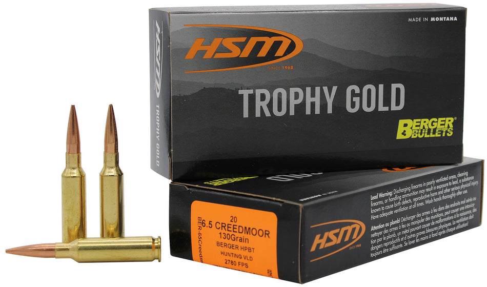 HSM 65CRD130VLD Trophy Gold Berger Hunting VLD Match  130 Grain 6.5mm Creedmoor