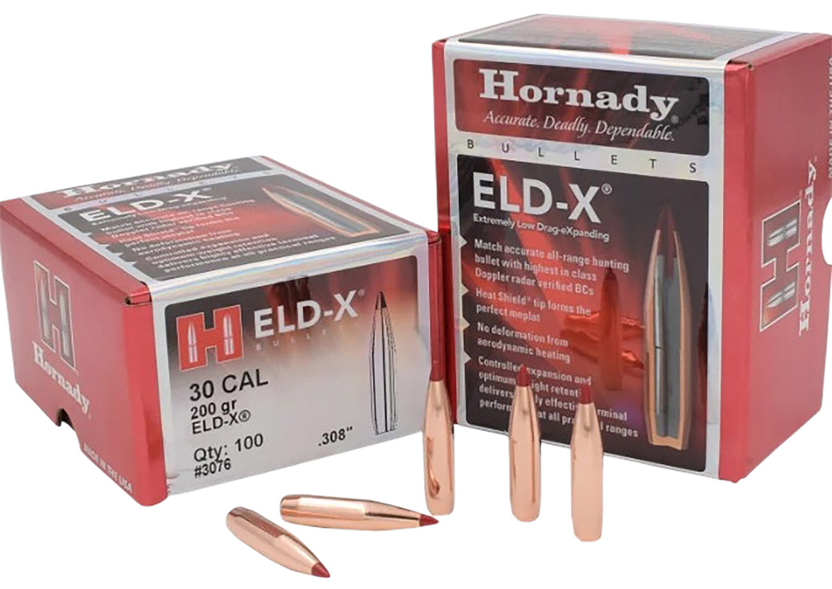 Hornady ELD-X .308 200gr All-Range Hunting Reloading Bullets 100 Per Box
