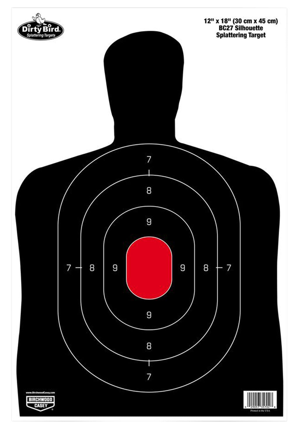 Birchwood Casey 35702 Dirty Bird BC-27 Silhouette Tagboard Hanging Target 12" x 18" Black/Red 100 Per Pkg