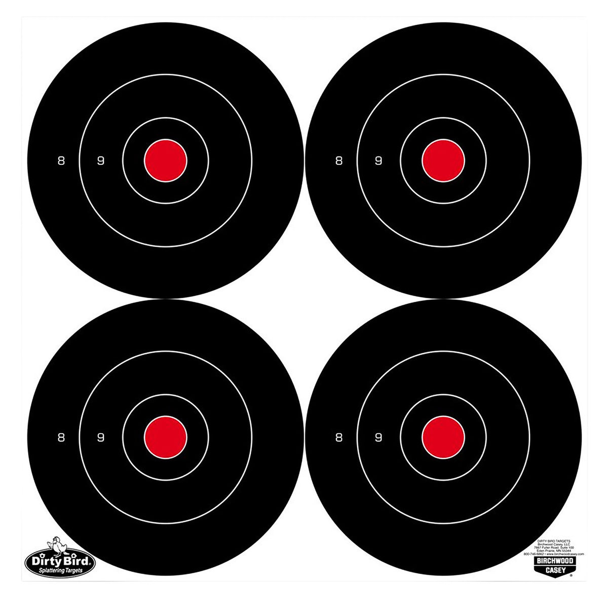 Birchwood Casey 35570 Dirty Bird 6" Bullseye Tagboard Hanging Target Black/White 100 Per Pkg