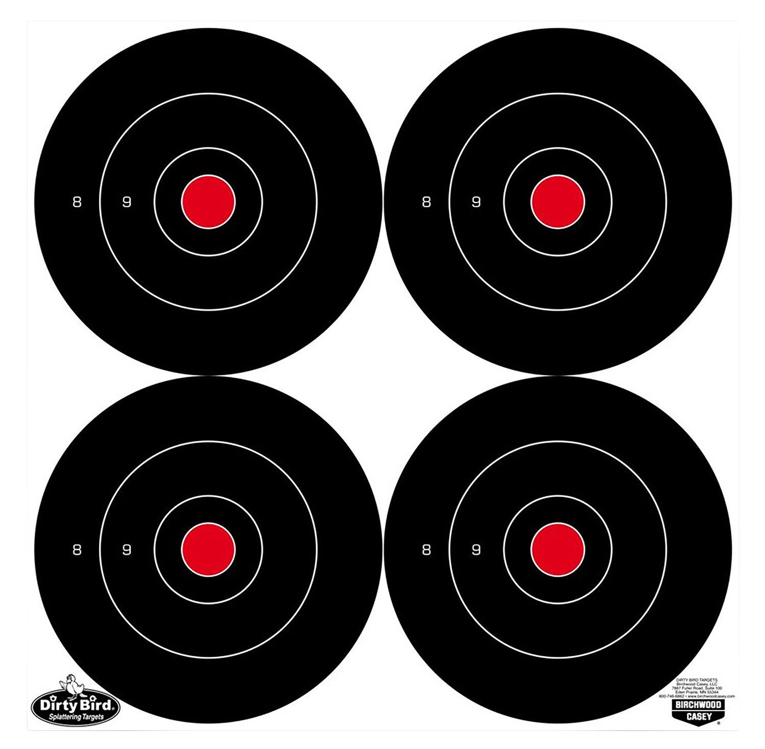 Birchwood Casey 35570 Dirty Bird 6" Bullseye Tagboard Hanging Target Black/White 100 Per Pkg