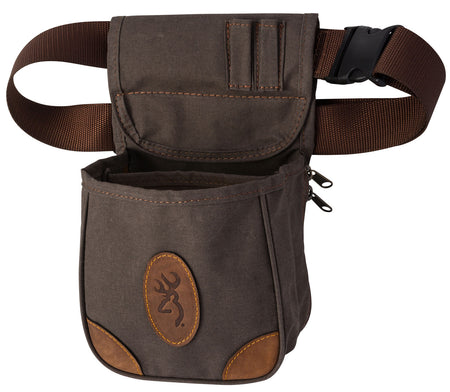 Browning 121388692 Lona Shell Pouch Flint Canvas Leather Adjustable Belt Mount