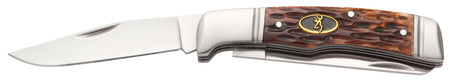 Browning Joint Venture Folding Knife 2.88" Drop Point/Spey 8Cr13MoV SS Blade Brown Jigged Bone Handle