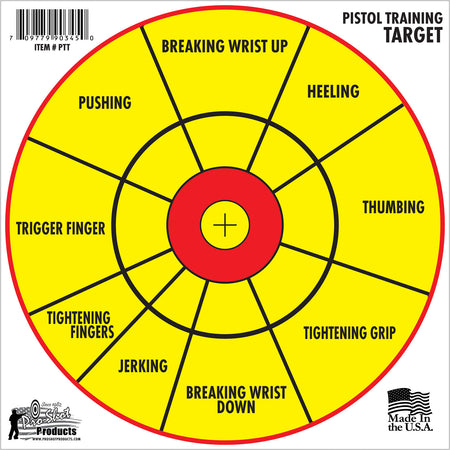 Pro-Shot PTT6PK Pistol Training 12" Diagnostic Bullseye Paper Targets Yellow/Red 6 Pack