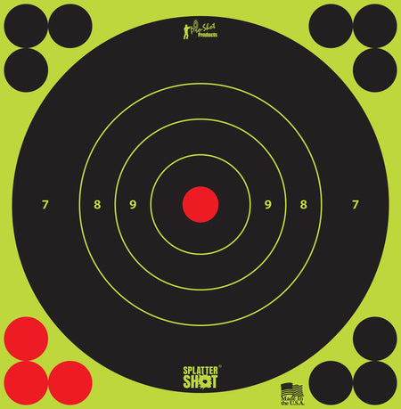 Pro-Shot 6BGREEN12PK SplatterShot Self-Adhesive 6" Bullseye Target Black/Green 12 Pack