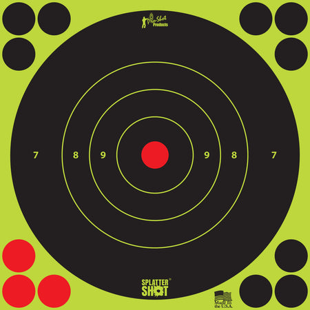 Pro-Shot 8BGREEN6PK SplatterShot Self-Adhesive 8" Bullseye Target Black/Green 6 Pack