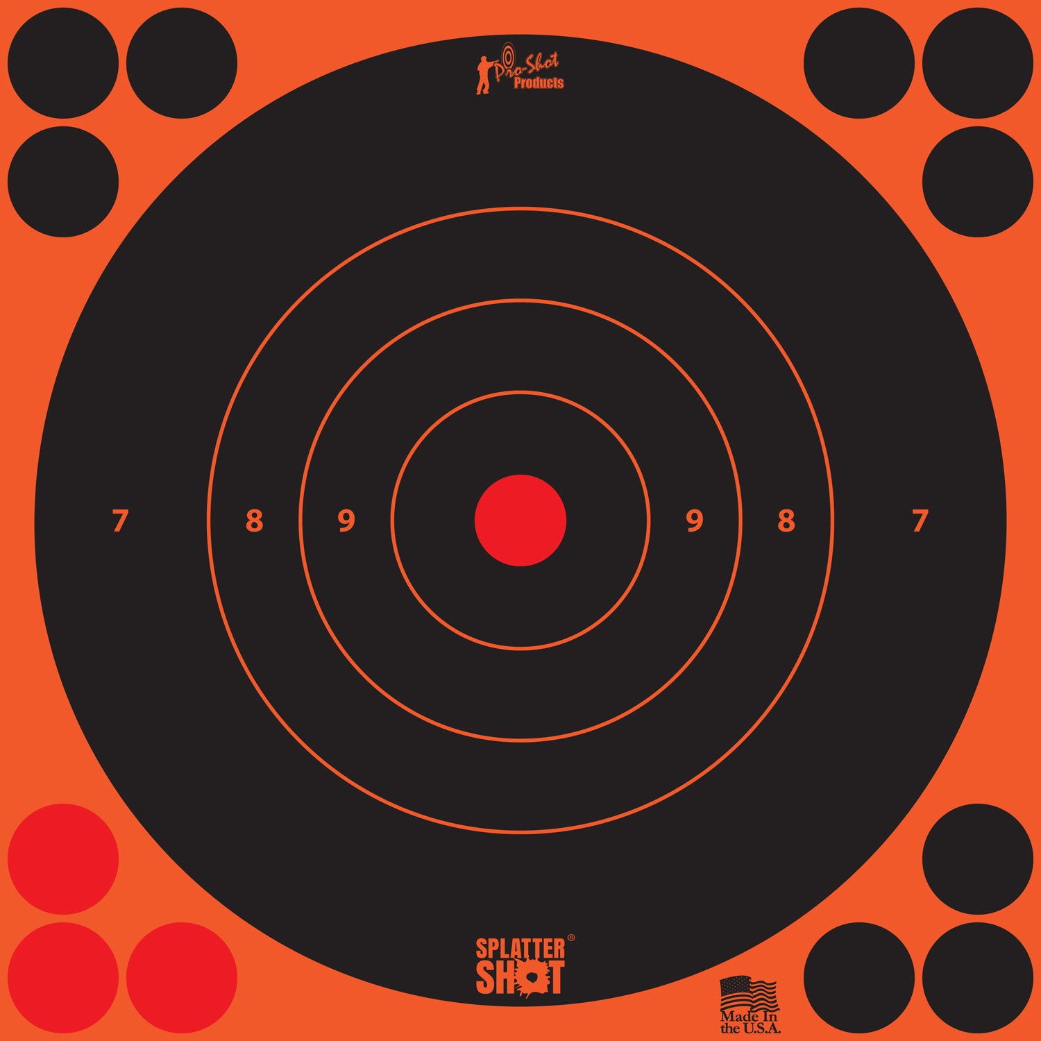 Pro-Shot 8BORNG6PK SplatterShot Self-Adhesive 8" Bullseye Target Black/Orange 6 Pack
