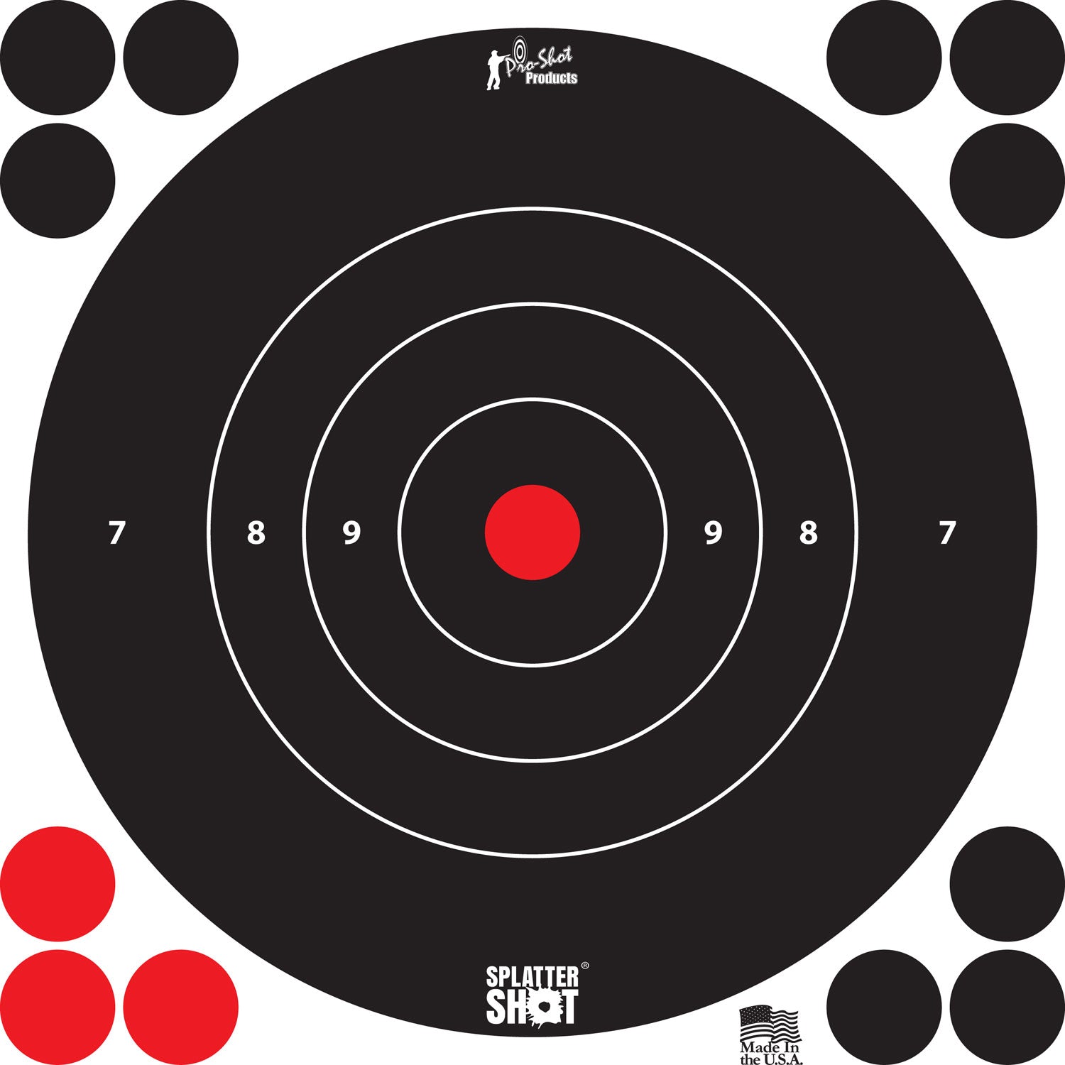 Pro-Shot 8BWHITE6PK SplatterShot Self-Adhesive 8" Bullseye Target Black/White 6 Pack