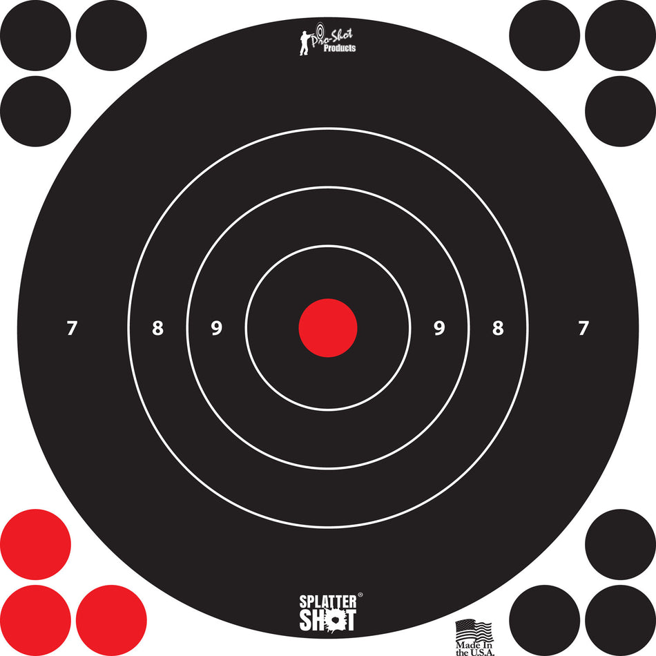 Pro-Shot 8BWHITE6PK SplatterShot Self-Adhesive 8" Bullseye Target Black/White 6 Pack