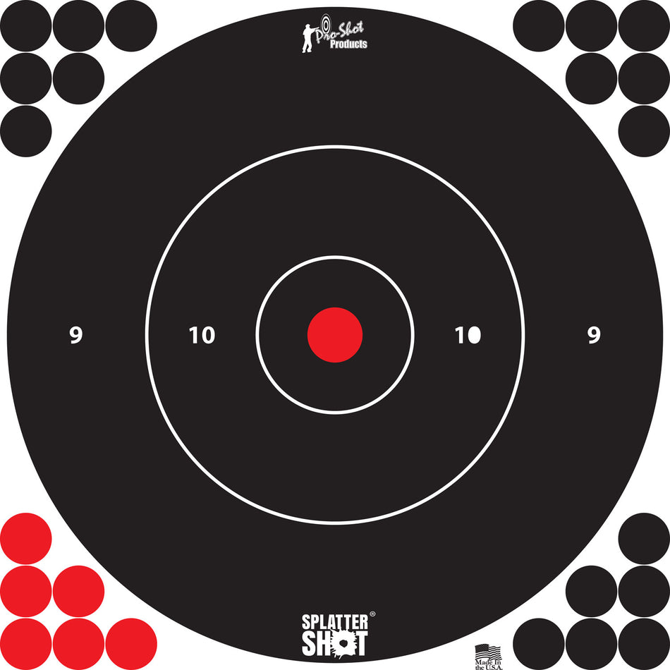 Pro-Shot 12BWHTE5PK SplatterShot Self-Adhesive 12" Bullseye Target Black/White 5 Pack