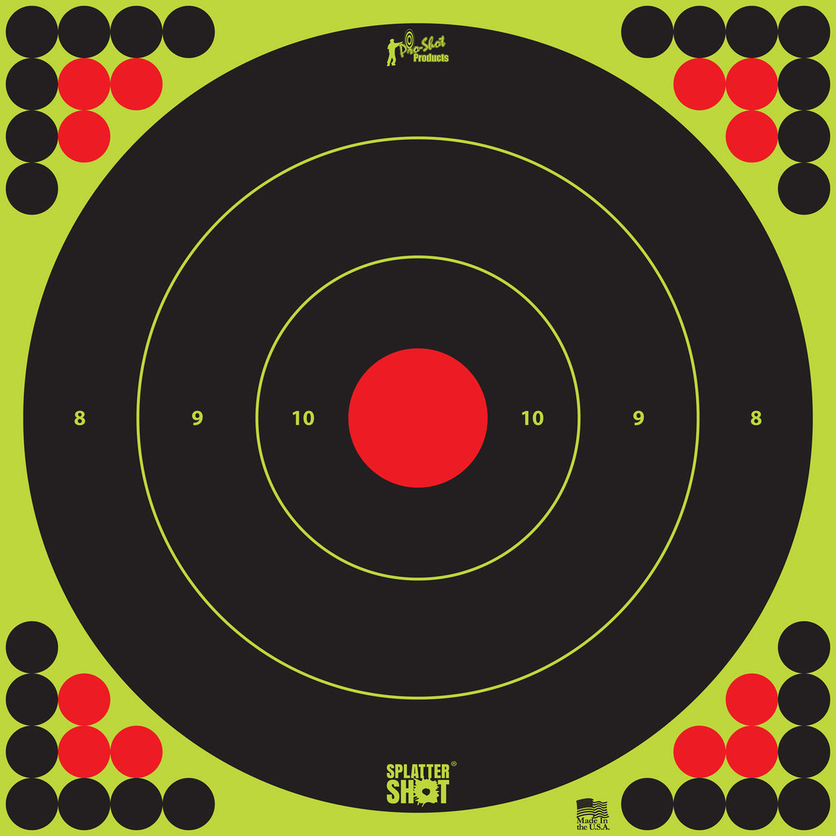 Pro-Shot LONGRANGE172 SplatterShot Self-Adhesive 17.25" Bullseye Target Black/Green/Red 5 Pack