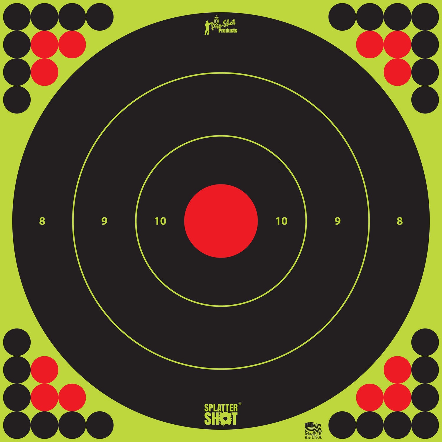 Pro-Shot LONGRANGE172 SplatterShot Self-Adhesive 17.25" Bullseye Target Black/Green/Red 5 Pack