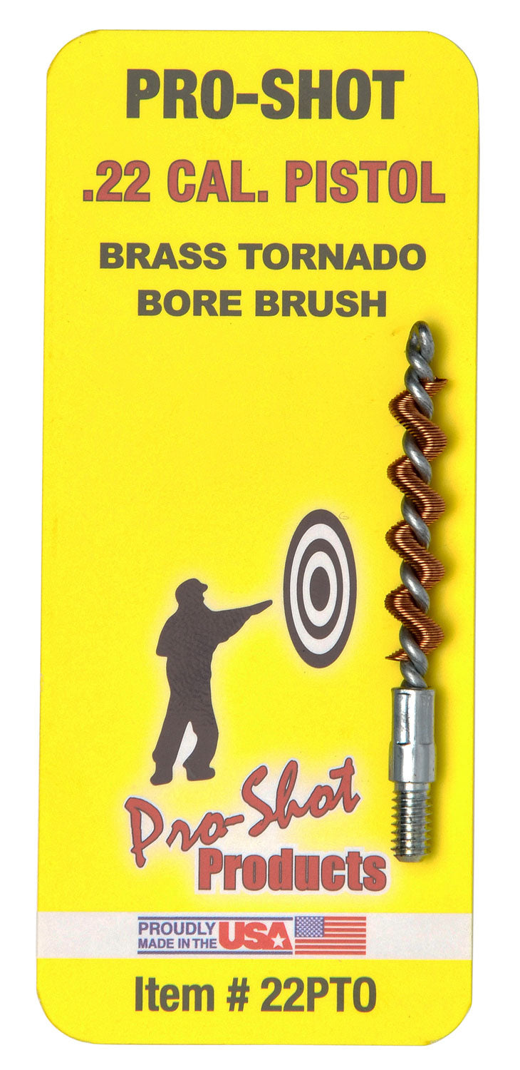 Pro-Shot 22PTO .22 Cal Pistol Tornado Bore Brush Brass Spiral Wound Loop #8-32 Thread