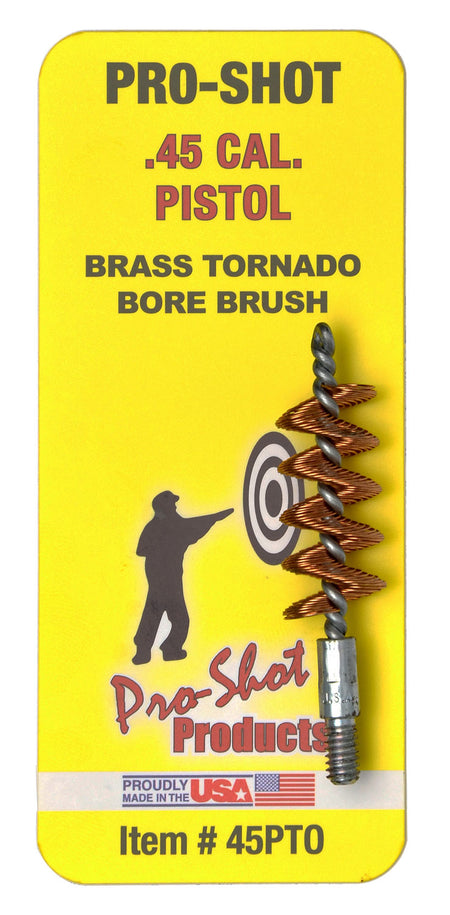 Pro-Shot 45PTO .45 Cal Pistol Tornado Bore Brush Brass Spiral Wound #8-32 Thread