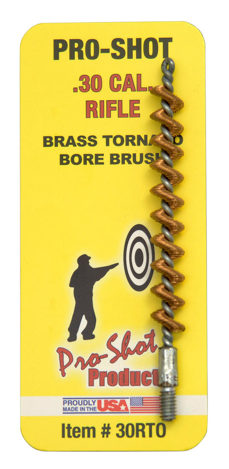 Pro-Shot 30RTO .30 Cal/.308/.30-06/7.62mm Rifle Tornado Bore Brush Brass Spiral Wound #8-32 Thread