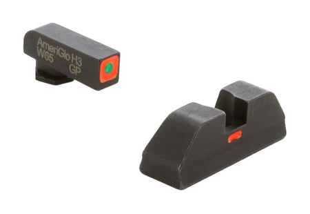 AmeriGlo GL616 CAP Sight Set for Glock Green Tritium Orange Outline Front - Orange-Bar Rear Sight