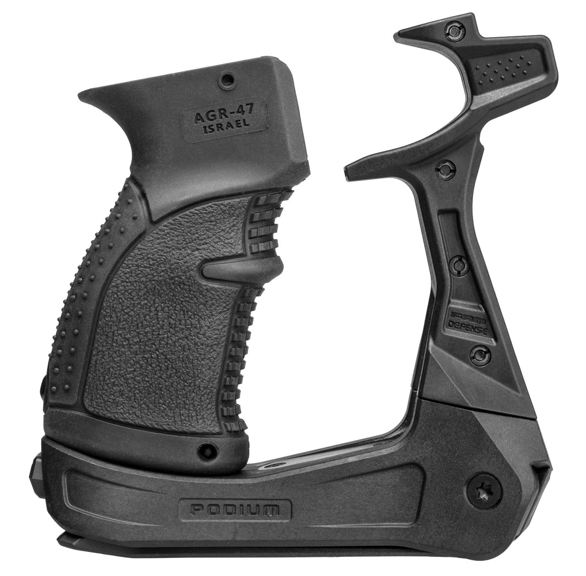 FAB Defense FXAKPODB AK-Podium Bipod for AK-47/AK-74 with AGR-47 Pistol Grip Black Reinforced Polymer