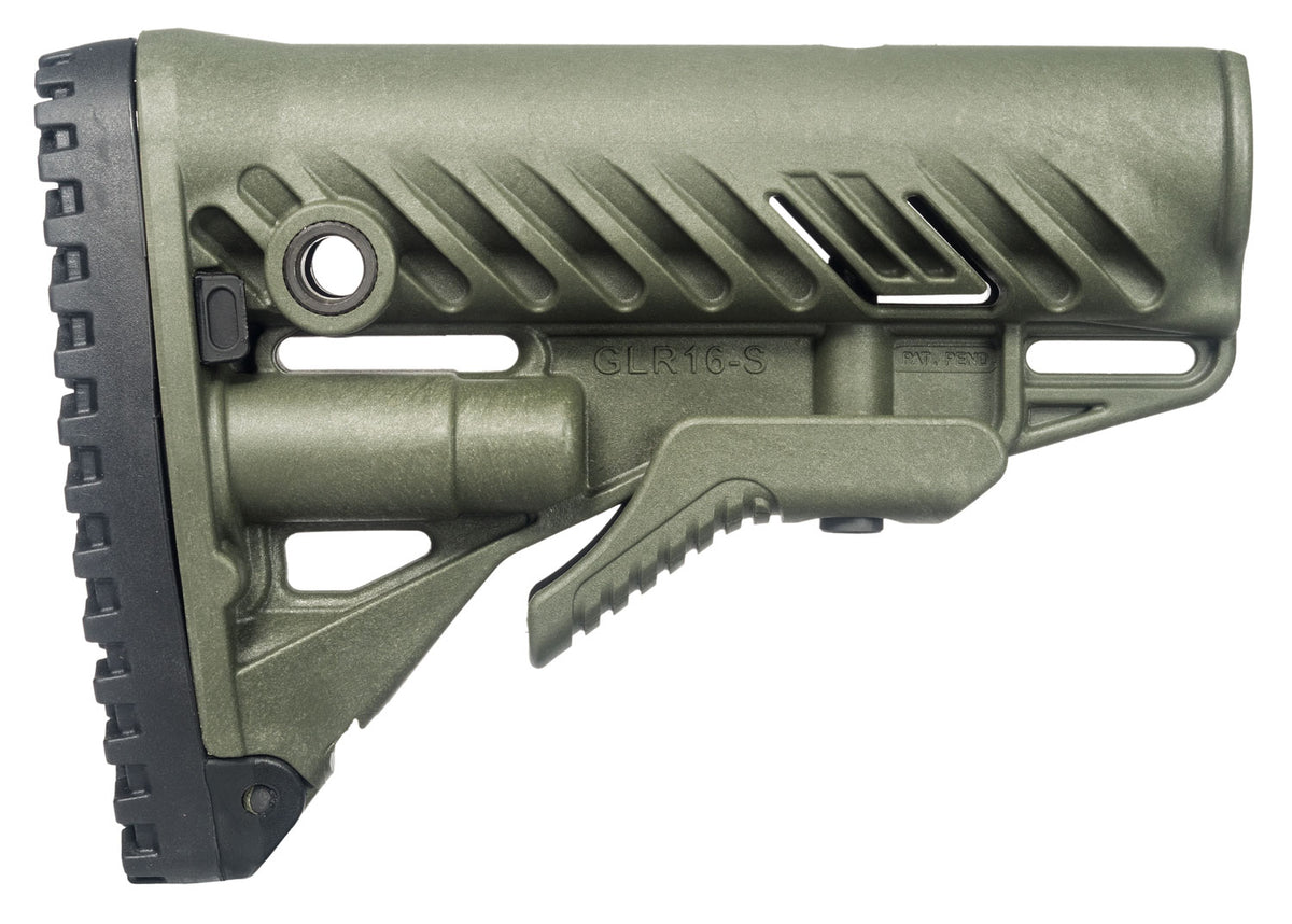 FAB Defense FXGLR16G GLR-16 Buttstock for AR-15/M16/M4 OD Green Polymer Anti-Rattle