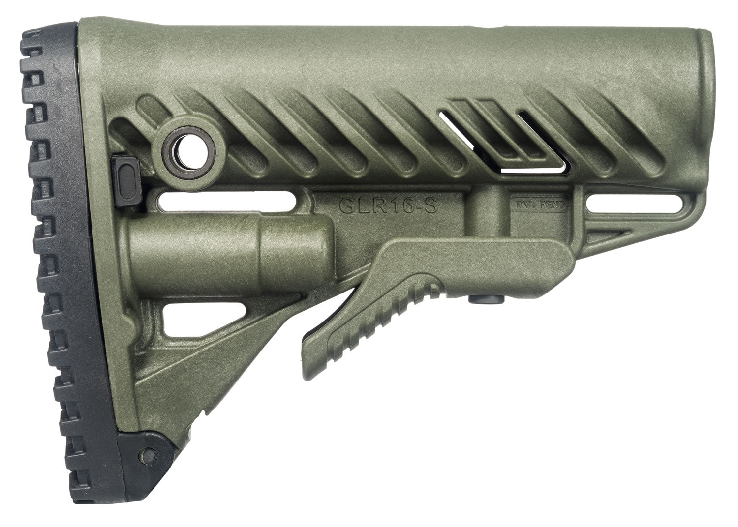 FAB Defense FXGLR16G GLR-16 Buttstock for AR-15/M16/M4 OD Green Polymer Anti-Rattle