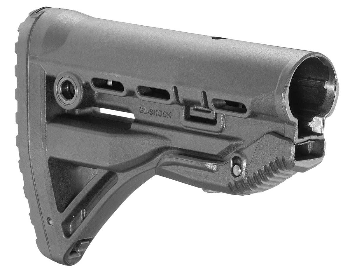 FAB Defense GL-Shock Buttstock for M16/M4 with Anti-Rattle Mechanism - Black Polymer
