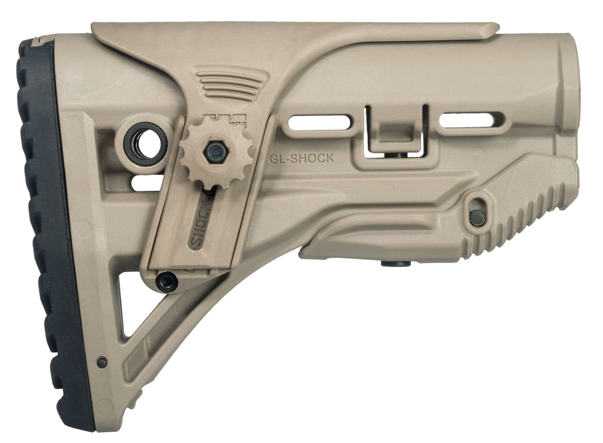 FAB Defense GL-Shock CP Buttstock for AR-15/M16/M4 Adjustable Cheek-Rest FDE Mil-Spec Polymer