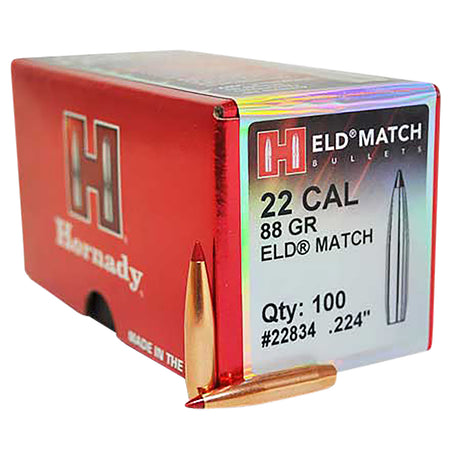 Hornady ELD Match .224 88gr High-BC Target Reloading Bullets 100 Per Box