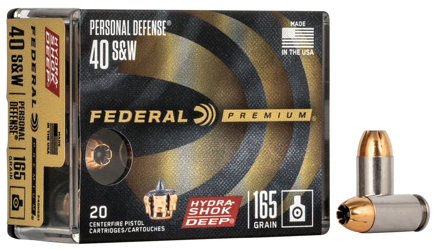 Federal P40HSD1 Premium Personal Defense Hydra-Shok Deep Hollow Point  165 Grain .40 S&W