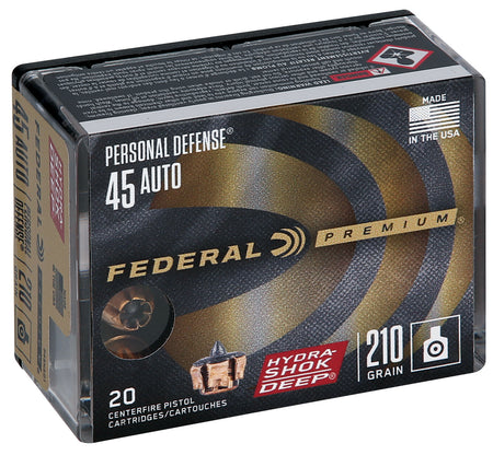 Federal P45HSD1 Premium Personal Defense Hydra-Shok Deep Hollow Point  210 Grain .45 ACP/Auto