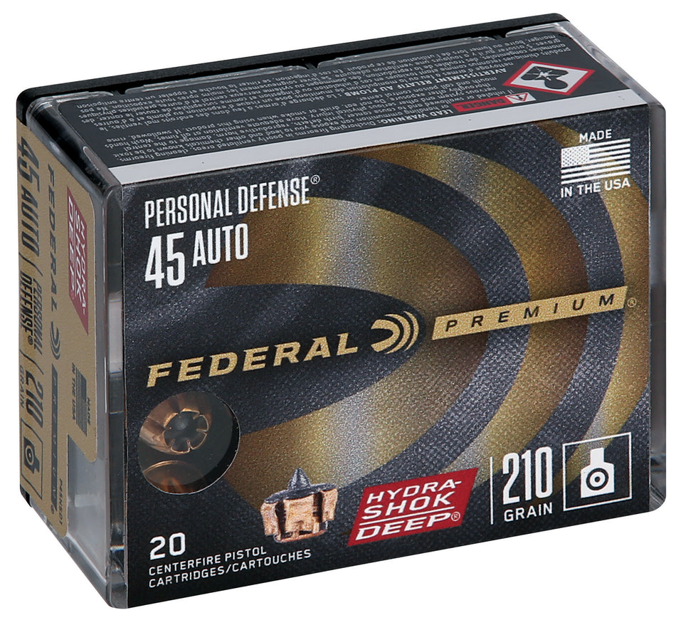 Federal P45HSD1 Premium Personal Defense Hydra-Shok Deep Hollow Point  210 Grain .45 ACP/Auto