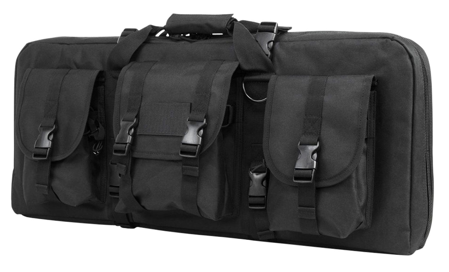 NcStar CVCPD2962B28 VISM Deluxe SubGun 28" Black PVC Double Pistol Case with Exterior Pockets & Padding