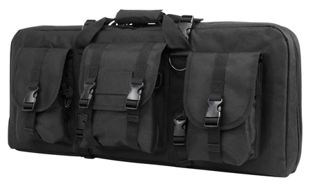 NcStar CVCPD2962B28 VISM Deluxe SubGun 28" Black PVC Double Pistol Case with Exterior Pockets & Padding